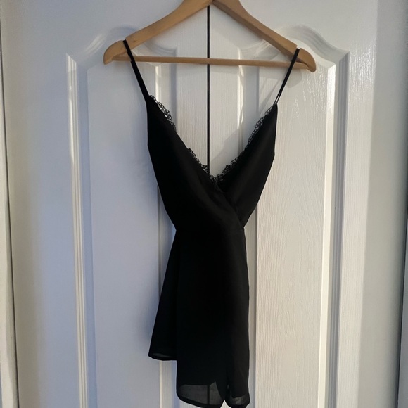 Black Lace Trim Jumpsuit - Picture 1 of 4